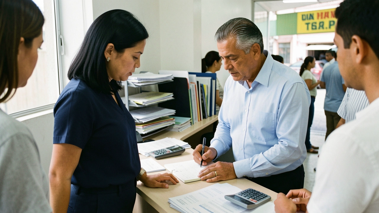 Empresário anota informações em caderno de gestão.