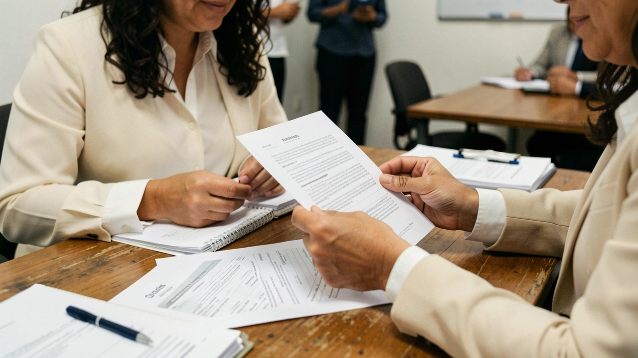 Mãos de empresário analisando um documento importante.