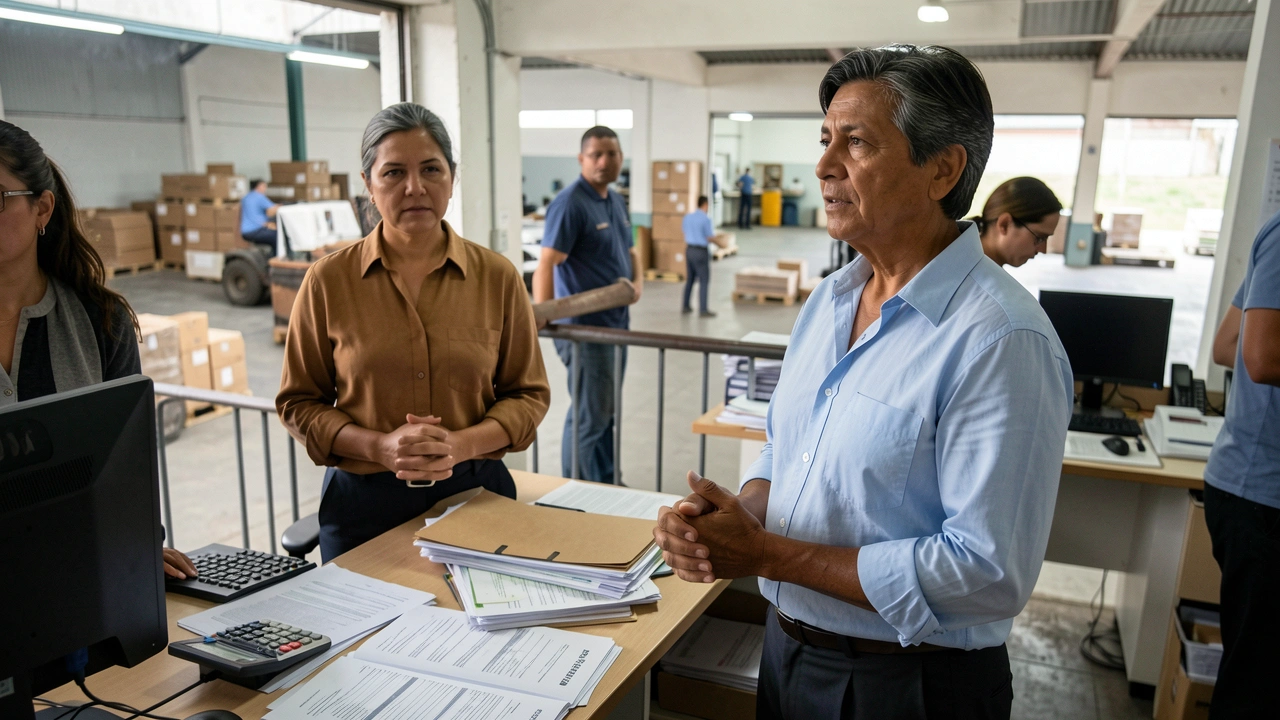 Gestor observa operação de PME de um mezanino administrativo.