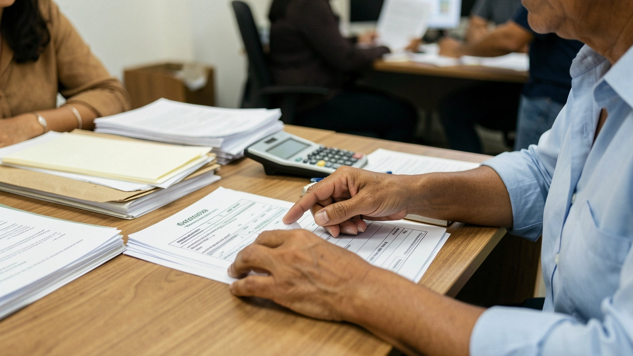 Mãos de gestor apontam para detalhe em relatório financeiro.
