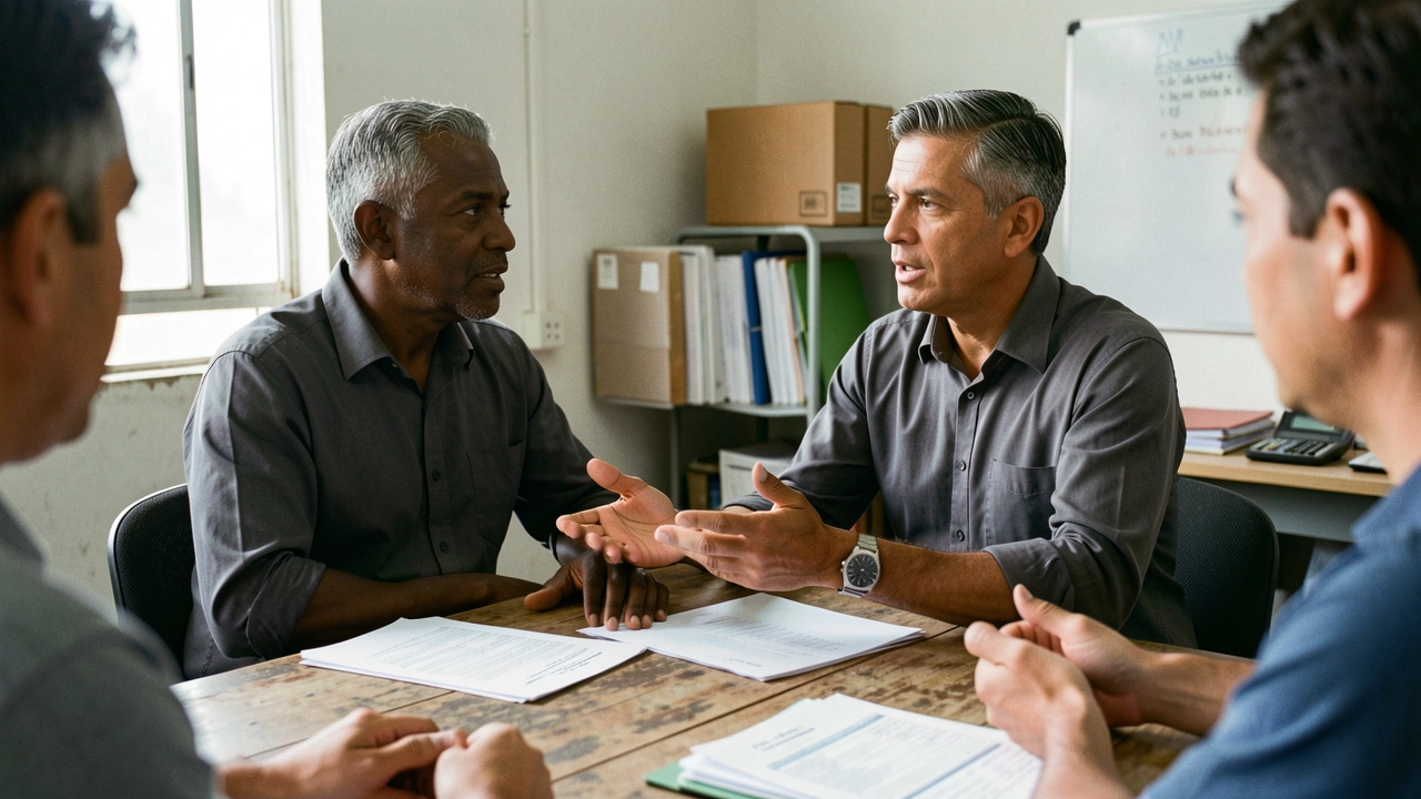 Empresário discute plano de contingência com sua equipe.